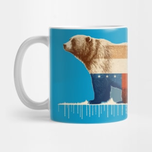 Ursus arctos, symbol of Alaska, in the colors of the American flag Mug